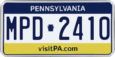 PA license plate MPD2410