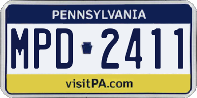 PA license plate MPD2411