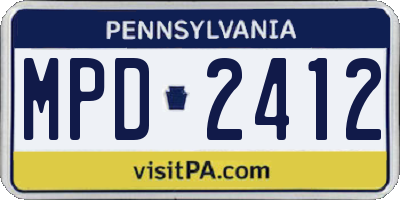 PA license plate MPD2412