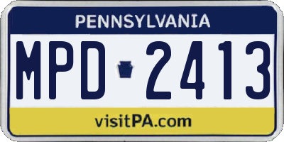 PA license plate MPD2413