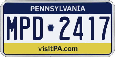 PA license plate MPD2417