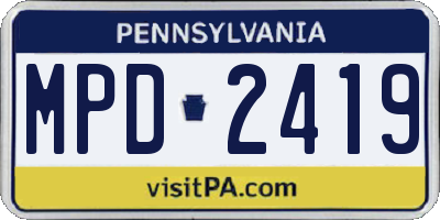 PA license plate MPD2419