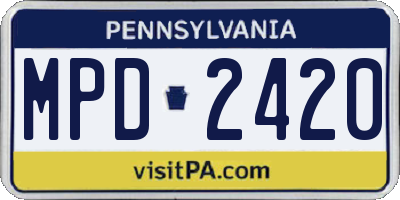PA license plate MPD2420