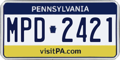 PA license plate MPD2421