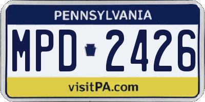 PA license plate MPD2426
