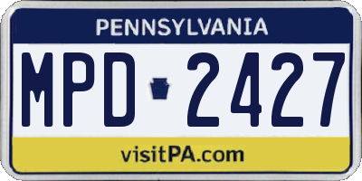 PA license plate MPD2427
