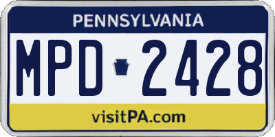 PA license plate MPD2428