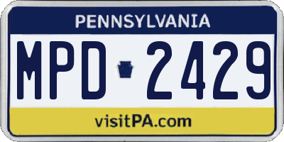 PA license plate MPD2429