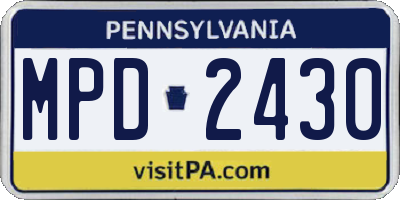 PA license plate MPD2430