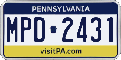 PA license plate MPD2431