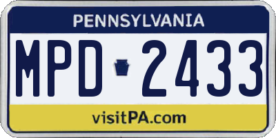 PA license plate MPD2433
