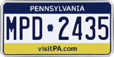 PA license plate MPD2435