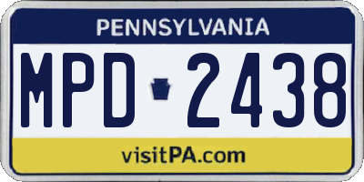 PA license plate MPD2438