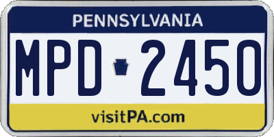 PA license plate MPD2450