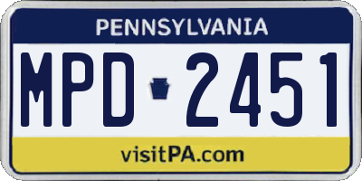PA license plate MPD2451