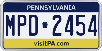 PA license plate MPD2454