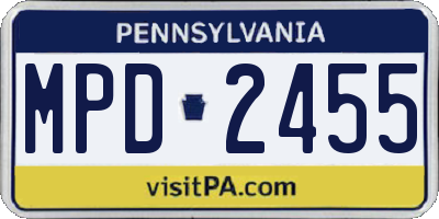 PA license plate MPD2455