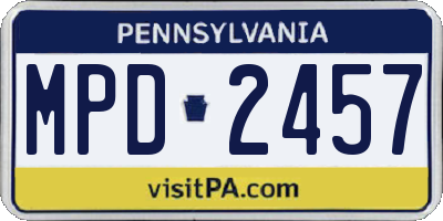 PA license plate MPD2457