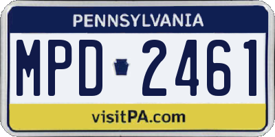 PA license plate MPD2461
