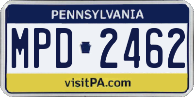 PA license plate MPD2462