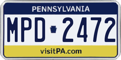 PA license plate MPD2472
