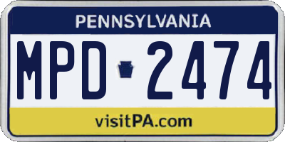 PA license plate MPD2474