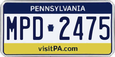 PA license plate MPD2475