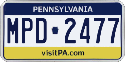 PA license plate MPD2477