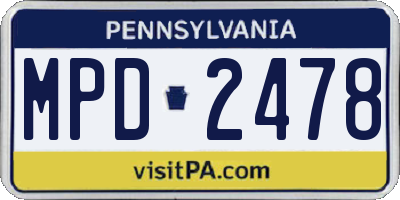 PA license plate MPD2478