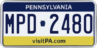 PA license plate MPD2480