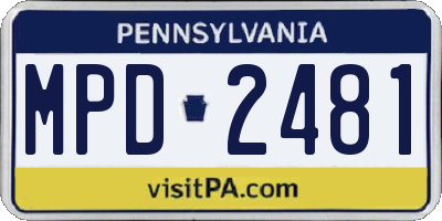 PA license plate MPD2481