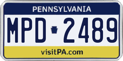 PA license plate MPD2489