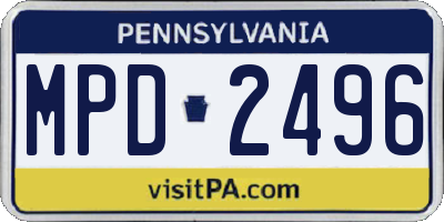 PA license plate MPD2496