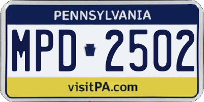 PA license plate MPD2502