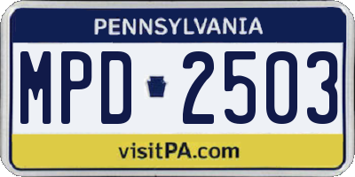 PA license plate MPD2503