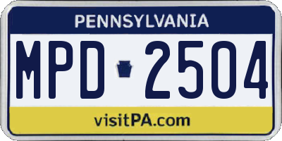 PA license plate MPD2504