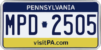 PA license plate MPD2505