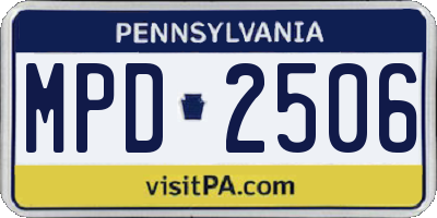 PA license plate MPD2506