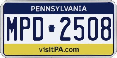 PA license plate MPD2508