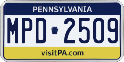 PA license plate MPD2509