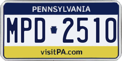 PA license plate MPD2510