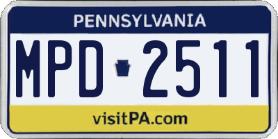 PA license plate MPD2511