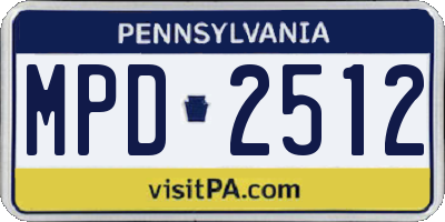 PA license plate MPD2512