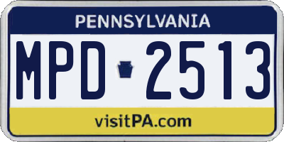 PA license plate MPD2513