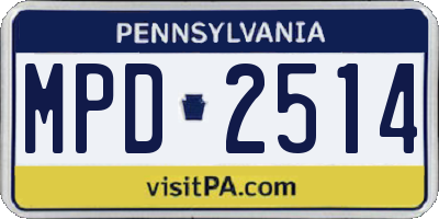 PA license plate MPD2514