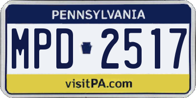 PA license plate MPD2517