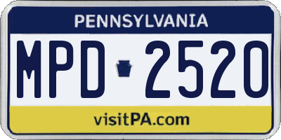 PA license plate MPD2520