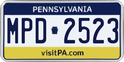 PA license plate MPD2523