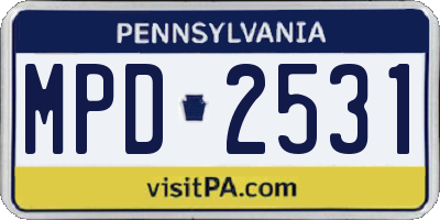 PA license plate MPD2531