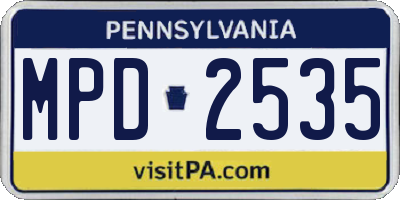 PA license plate MPD2535